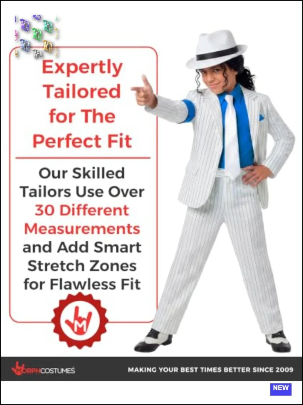 Pop Star Costume Kids Boys Halloween White Pinstripe Outfit with Hat